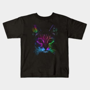 Colorful Cat Face Kids T-Shirt